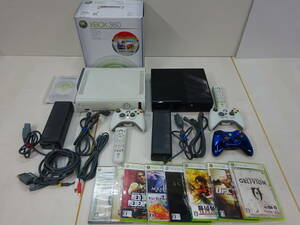 16821■XBOX360本体2台 リモコン　コントローラー　ソフト7本等　まとめて 中古 ■