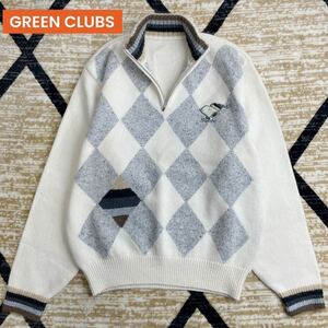 極美品◇GREEN CLUBS グリーンクラブ×スヌーピー◇日本製 アンゴラ・モヘヤ混 ハーフZIP ニットセーター メンズ 紳士 サイズ4(XL相当)