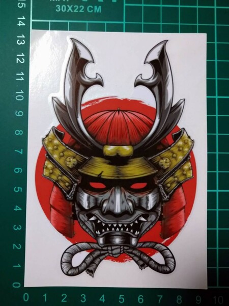 戦国時代 武士侍 兜 日の丸 日本 和風ステッカー 転写シール