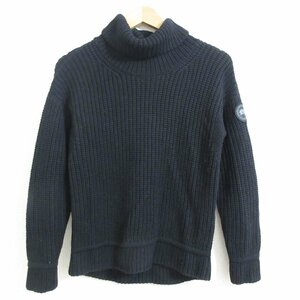 美品 CANADA GOOSE カナダグース Williston Sweater ロゴワッペン タートルネック 長袖 ニット ウィリストンセーター 6925L XXS ブラック