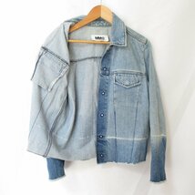 美品 MM6 Maison Margiela エムエム6メゾンマルジェラ カットオフ スナップボタン グラデーション デニムジャケット Gジャン 38 水色 011_画像4