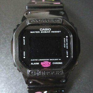 ジャンク品 G-SHOCK×glamb ジーショック グラム コラボモデル ペイントマン クォーツ デジタル メンズウォッチ 腕時計 DW-5600VT ブラック