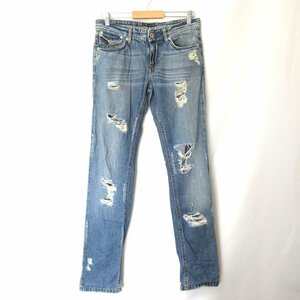  superior article D&G Dolce & Gabbana damage processing plate Logo zipper fly tight strut Denim pants jeans W32 light blue 011