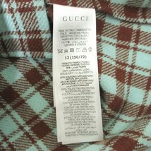 新品 未使用 GUCCI グッチ 2022年モデル キッズ 子供服 チェック柄 長袖 ネルシャツ 12Y 150cm ライトブルー×ブラウン 102_画像8