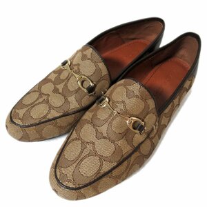  beautiful goods COACH Coach HALEY LOAFER Harley signature pattern hose bit Loafer flat shoes slip-on shoes FG4568 23cm