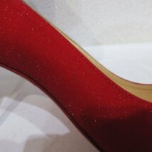 未使用 Christian Louboutin クリスチャンルブタン ラメ ポインテッドトゥ ピンヒール パンプス サイズ37 約24cm レッド_画像9