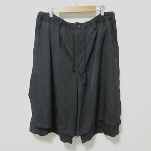 美品 19SS Yohji Yamamoto POUR HOMME ヨウジヤマモトプールオム レイヤーショートパンツ イージーパンツ 3 ブラック 103