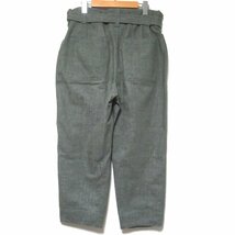 美品 BRUNELLO CUCINELLI ブルネロクチネリ ベルテッド ワイド テーパード デニムパンツ I40サイズ オリーブ グレー系_画像2