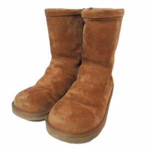 美品 UGG アグオーストラリア サイドジップ ムートンブーツ ショートブーツ S/N 1889 27cm キャメル ブラウン系