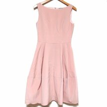 クリーニング済 美品 FOXEY フォクシー DRESS BARON ドレス バロン ひざ丈 ノースリーブ ワンピース 36344 38サイズ ピンク_画像1