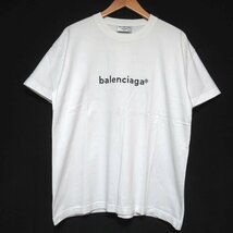 クリーニング済 美品 BALENCIAGA バレンシアガ 2020年モデル レターロゴプリント クルーネック 半袖 Tシャツ M ユニセックス ホワイト_画像1