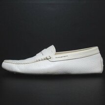 美品 TOD'S トッズ ゴンミーニ レザー ドライビングシューズ コインローファー 7サイズ 26cm相当 ホワイト_画像2