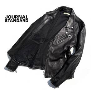 最高級【名作】JOURNAL STANDARD ジャーナルスタンダード ダブルライダース レザージャケット L 羊革 メンズ 黒 美シルエット ダブルジップ