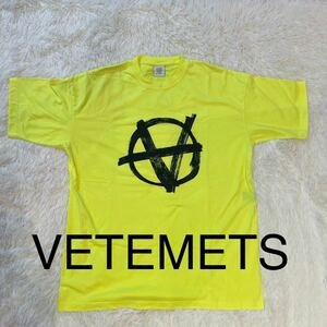 VETEMETS ヴェトモン アナーキー Tシャツ 半袖 ロゴ オーバーサイズ 半袖Tシャツ XS イエロー 黄色