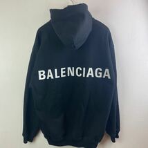 【美品】黄金サイズ BALENCIAGA バレンシアガ パーカー プルオーバー フーディー バック ロゴ ブラック 黒 スウェット XS_画像3