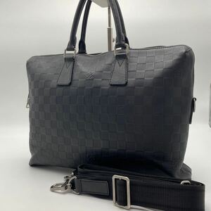 【美品】LOUIS VUITTON ルイヴィトン N41327 ダミエ アンフィニ ポルト ドキュマン ジュール ビジネスバッグ ブリーフケース 2way ブラック