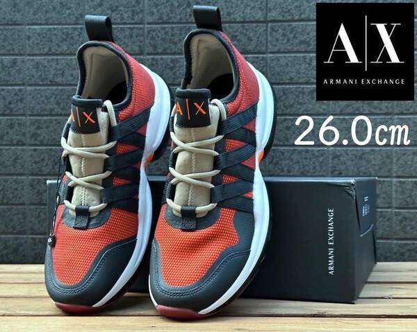 ◆モデル出品◆新品 26.0cm アルマーニ エクスチェンジ A/X スニーカー 定価34,540円 ARMANI EXCHANGE 軽量 メンズシューズ靴