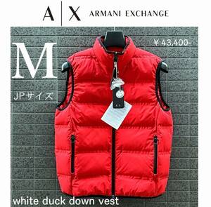 ◆モデル出品◆新品 Mサイズ アルマーニエクスチェンジ A/X ホワイトダックダウンベスト 定価43,400円 ARMANI EXCHANGE 軽量 半額以下特価