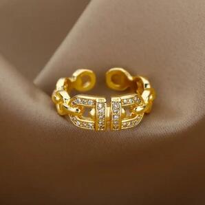 s58 ゴールド ベルト リング 指輪 韓国 チェーン 結婚式 ブライダル ジュエリー 美品 パーティー イベント デート プレゼント