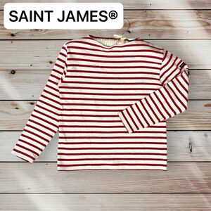 SAINT JAMES セントジェームス ウェッソン・ボーダー 長袖 カットソー フランス製 ホワイト　レッド　赤　XS