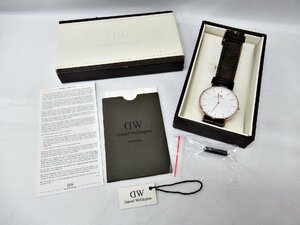 [fns]美品 Daniel Wellington ダニエル ウェリントン メンズ クォーツ ホワイト文字盤 ローズゴールド