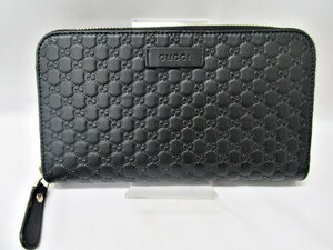 [fns] GUCCI グッチ マイクログッチ GG シマ ラウンドファスナー 財布 449391 ブラック