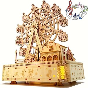 3D wooden viewing car music box puzzle LED built-in 183 piece 