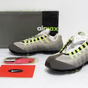 1995年製 NIKE AIR MAX 95 ORIGINAL NEON YELLOW OG 104050-071 US10.5 エアマックス イエローグラデ オリジナル シングルステッチ 最初期の画像1