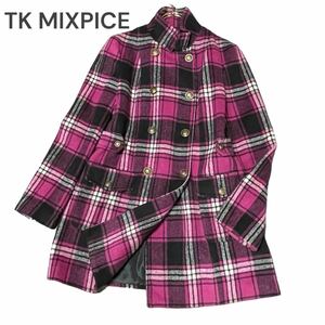 The shop TK MIXPICE チェック柄コート　コート　ティーケー ピンクのチェック柄　アウター