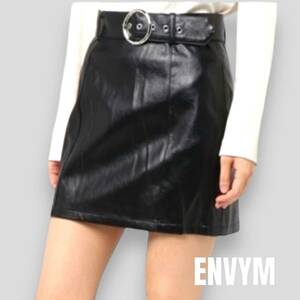 ENVYM アンビー　 フェイクレザー　レザースカート ハイウエストスカート　 定価7040 スカパン　インナー付き　スカート　ベルト付き