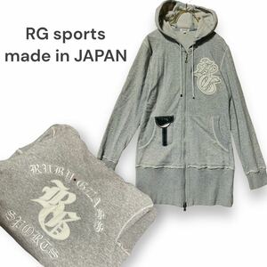 RG sports 日本製　高級　スワロフスキー装飾　ジップアップパーカー　40 ロングパーカー　パーカー　ラインストーン　高級　フーディー