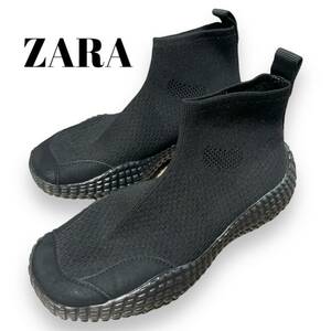 ZARA ザラ　ソックススタイルハイカットスニーカー 22cm　靴 スニーカー ニット素材　新品同様　シューズ　楽ちん
