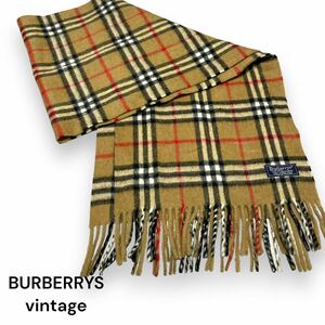 BURBERRYS バーバリー ヴィンテージ カシミヤ 100％ マフラー CASHMERE100% made in ENGLAND ヴィンテージバーバリー 極美品