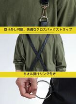 年末セール!!オシャレ PUレザー/デニム エプロン 美容師 超軽量 ブラック タオル掛けリング付き_画像2