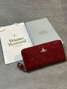 【未使用】Vivienne Westwood ヴィヴィアンウエストウッド 長財布　ラウンドファスナー　エナメル レッド　 財布