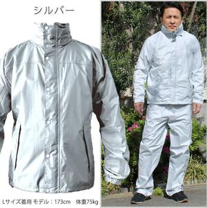 ジム ゴルフ キャンプ ツーリング 雨具 新品 メンズ レインウェア 上下セット（シルバー/M）レインスーツ 防水 ウィンドブレーカー 即納