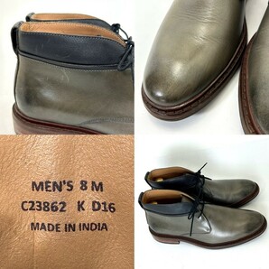 即決 COLE HAAN コールハーン メンズ 8M 25.5cm程度 本革 レザー チャッカブーツ 外羽根 グレー/黒 カジュアル ドレスシューズ 革靴 中古の画像10