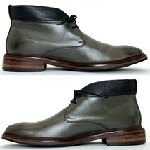 即決 COLE HAAN コールハーン メンズ 8M 25.5cm程度 本革 レザー チャッカブーツ 外羽根 グレー/黒 カジュアル ドレスシューズ 革靴 中古_画像7