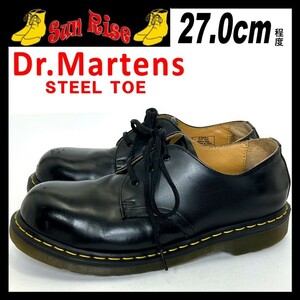 即決 Dr.Martens ドクターマーチン メンズ UK8 27cm程度 本革 レザー スチールトゥ プレーントゥ カジュアル ドレス シューズ 革靴 中古