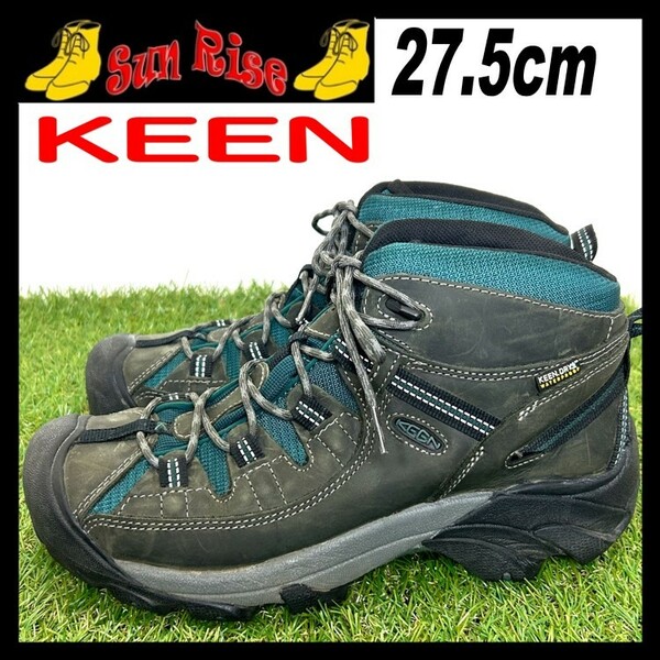 即決 KEEN キーン メンズ US9.5 27.5cm レザー ブーツ 深緑 ダークグリーン トレッキング アウトドア シューズ 中古