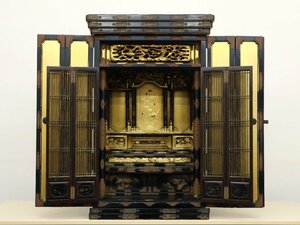  Buddhism fine art family Buddhist altar mother-of-pearl heaven woman crane lotus bamboo plum . metal fittings front . two -ply door .. height approximately 103cm