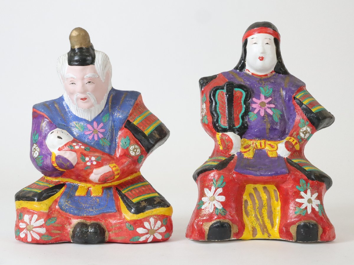 Poupées en argile Shinshu Nakano Impératrice Jingu et Takeuchi no Sukune Poupées Nakano Hina Tacigahana Jouets locaux Préfecture de Nagano Art populaire Artisanat traditionnel Poupées de manière Ornements, poupée, Poupée de personnage, poupée japonaise, autres