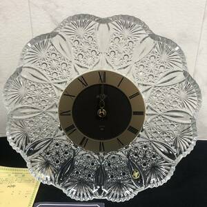 【ジャンク品】HOYA CRYSTAL 保谷クリスタル 置時計 掛け時計 置き時計 インテリア QUARTZ 水晶時計 水晶 電池 単三