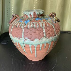 常滑焼　名工 富本幸吉（梅月) 造　花器 壺　骨董品 美術品