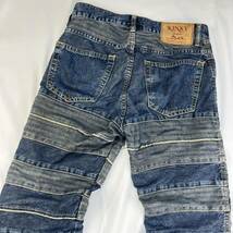 00s KINKY JEANS/ヒステリックグラマー メンズ S ダメージ加工 切替 ツギハギ フレアデニムパンツ ジーンズ ブルー系 初期_画像5