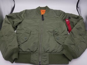 ☆美品☆ ALPHA INDUSTRIES INC U.S.A. フライトジャケット アルファ リバーシブル MA-1 Sサイズ カーキ グリーン ユニセックス? 女性用?