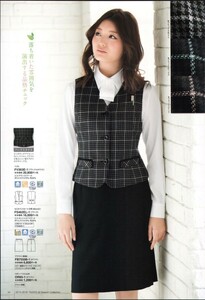 【新品】17号 FOLK 製/他 事務服３点セット/ OL 会社制服 受付 案内/ おしゃれ　可愛い/ベスト スカート ブラウス リボン 大きいサイズ 