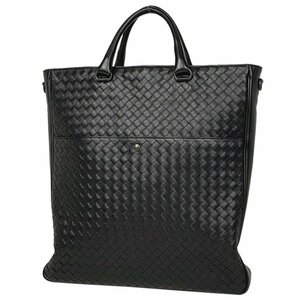 ボッテガヴェネタ BOTTEGAVENETA イントレチャート トートバッグ ハンドバッグ メッシュ ナッパ レザー ブラック レディース 【中古】