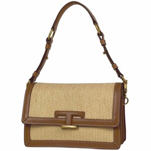  Tod's TOD*S T time less handbag 2WAY shoulder bag handbag rough .a beige Brown lady's [ used ]