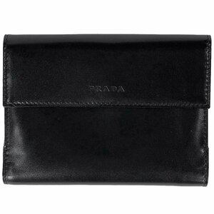 プラダ PRADA ロゴ 二つ折り財布 Wホック 二つ折り財布 レザー ネロ(ブラック) メンズ 【中古】